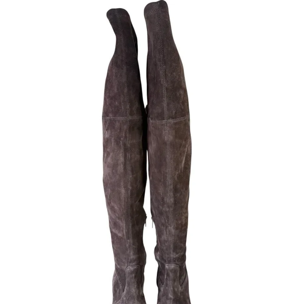 Frye Brown Suede Over-the-Knee Flat Boots with Tie Detail Size 7M
